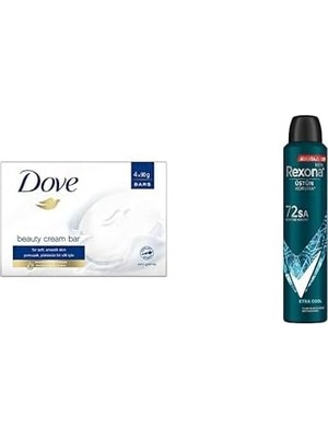 MWX Teknoloji Dove Beauty Cream Bar Katı Güzellik Sabunu Original Nemlendirici Etkili, 4X90 G ve Rexona Men Erkek Sprey Deodorant Xtra 72 Saat Kesintisiz Üstün Koruma 200 ml