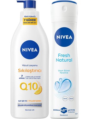MWX Teknoloji Q10 Sıkılaştırıcı Vücut Losyonu 400 Ml+ Kadın Sprey Deodorant Fresh Natural 150 ml