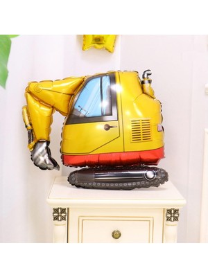 MWX Teknoloji Ekskavatör Folyo Balon 75X63 cm Inşaat Temalı Parti Malzemesi