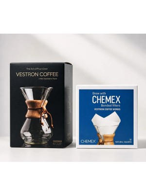 Vestron Kahve Demleme Homebarista 2li Set| Chemex Filtre Kağıdı 50 Adet|chemex 800 ml Sürahi