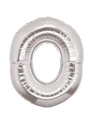 MWX Teknoloji - 0 Rakamı Gümüş Folyo Balon 16 Inch 40 cm