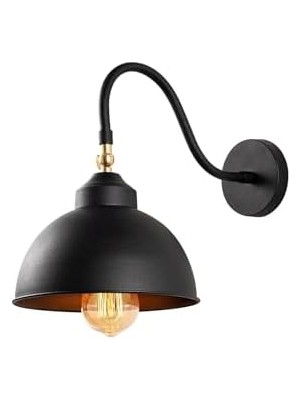 MWX Teknoloji LED Şık Pütürlü Siyah Metal Aplik E27 Duvar Lambası 21X32X28 cm Salon Yatak Odası, SIYAH-3742