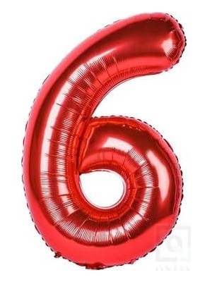 MWX Teknoloji - 6 Rakamı Kırmızı Folyo Balon 16 Inch 40 cm