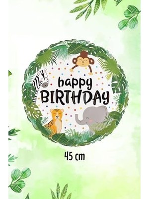 MWX Teknoloji P.e.k. Yuvarlak Temalı Folyo Balon Happy Birthday Yazılı Konsept Doğum Günü Balonu 45CM