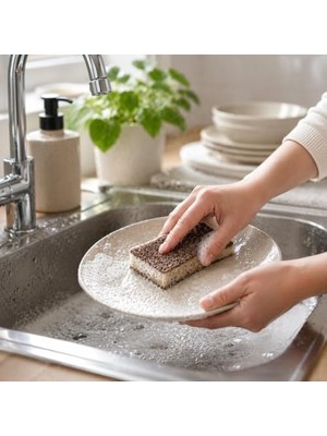 MWX Teknoloji Bulaşık Ovma Süngeri, Kahverengi, 8X10X2 Cm, Dayanıklı Yapı, Etkili Temizlik, Kimyasal Dirençli, Hafif ve Ergonomik