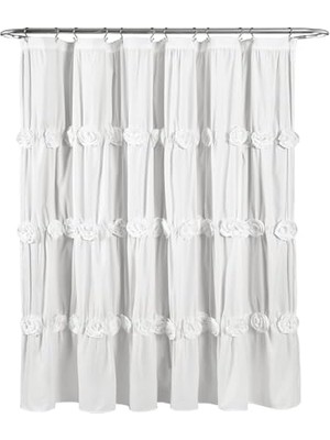 MWX Teknoloji Lush Darla Duschvorhang, 72 x 72-Zoll, Weiß