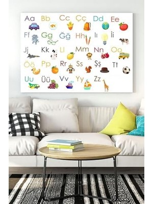 MWX Teknoloji (PSTER18151) Türkçe Alfabe Eğitim Kanvas Tablo 40 x 60