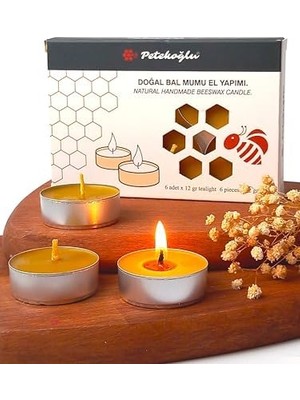 MWX Teknoloji 12 Adet (6'sı Sarma) Bal Mumu Mum Tealight Doğal Petek Mum Beeswax Candle