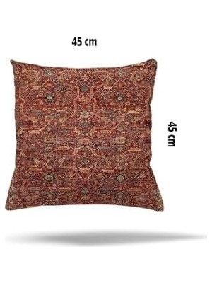 MWX Teknoloji Pelangi Etnik Osmanlı Model Gizli Fermuarlı Yastık Kılıfı Kırlent Kılıfı Koltuk Yastık Kılıfı, Kiremit 45 x 45