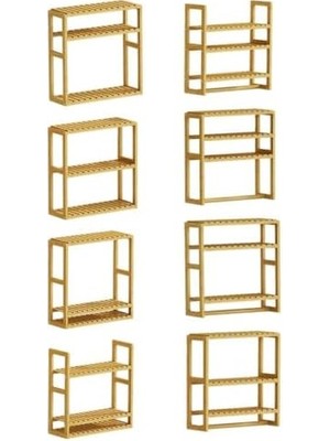 MWX Teknoloji Bambu Mini 8 Form Organizer Mutfak ve Banyo Düzenleyici Askılı Duvar Rafı Havluluk DB-0028