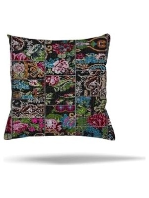 MWX Teknoloji Pelangi Patchwork Çiçek Desen Etnik Gizli Fermuarlı Yastık Kılıfı Kırlent Kılıfı Koltuk Yastık Kılıfı, Çok Renkli 45 x 45