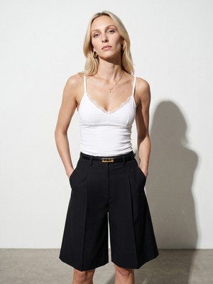 Dilvin 21191 Dantelli Top-Beyaz