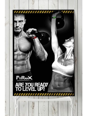 MWX Teknoloji (PSTER6038) Level Up Vücut Geliştirme Body Building Fitness Posteri (30X40CM)