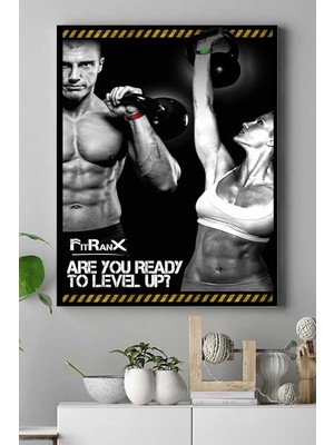 MWX Teknoloji (PSTER16837) Level Up Vücut Geliştirme Body Building Fitness Kanvas Tablo 30 x 40
