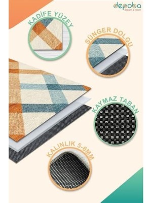 MWX Teknoloji Nasem Kadife Modern Kaymaz Pamuk Tabanlı Yıkanabilir Antibakteriyel Salon Halısı 100X150
