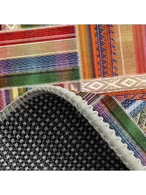 MWX Teknoloji Dizayn Bitsy Desenli Kadife Pamuk Tabanlı Yıkanabilen Kaydırmaz Antibakteriyel Salon Halısı 60X190