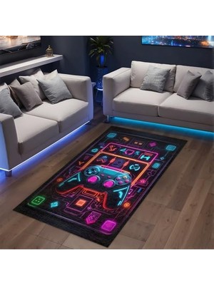 MWX Teknoloji Nolane Kadife Oyuncu Odası Halısı Kaymaz Pamuk Tabanlı Yıkanabilir Antibakteriyel Gamer, Gaming Halısı 140X200