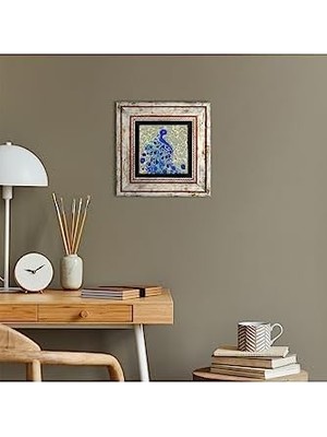 MWX Teknoloji Tavus Kuşu Taş Duvar Tablosu - Çerçeveli Taş Tablo - Dekoratif Duvar Sanatı - Modern Ev ve Ofis Duvar Dekoru T1-83