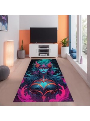 MWX Teknoloji Vamps Kadife Oyuncu Odası Halısı Kaymaz Pamuk Tabanlı Yıkanabilir Antibakteriyel Gamer, Gaming Halısı 140X200