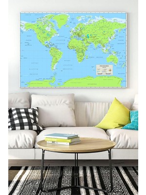 MWX Teknoloji (PSTER15896) Dünya Haritası Eğitim Kanvas Tablo 3 50 x 70