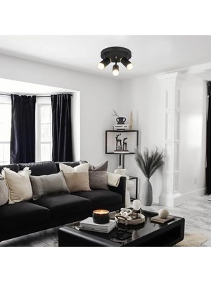 MWX Teknoloji Vıtale 3 Lu Siyah-Antık Lak Plafonyer 3XGU10