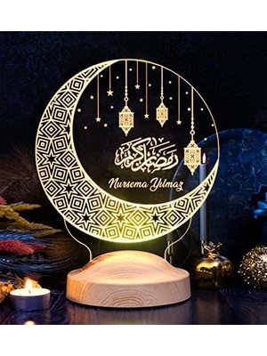MWX Teknoloji Dini Hediye Hilal & Kandil Tasarımlı Hediyelik Gece Lambasıled Lamba, Kandilli Ramazan Hediyeleri