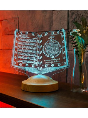 MWX Teknoloji Babaya Dini Hediye, Babalar Günü Hediyesi Kuran-I Kerim, Dedeye Islami Doğum Günü Hediyesi, Kişiye Özel 3D Lamba Manevi Hatıra