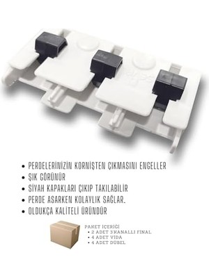 MWX Teknoloji 3 Raylı Perde Rayı Korniş Finali 2 Adet
