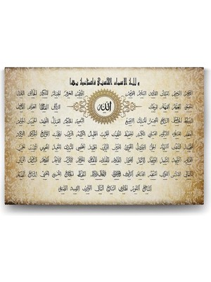 MWX Teknoloji Allahın 99 Ismi Esma-Ül Hüsna Tablosu - 60X40CM