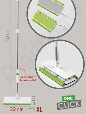 MWX Teknoloji One Click Akıllı Mop Paleti Xl 32CM Tembel Mop El Değmeden Islak Havlu ve Bez Kullan At Otomatik DGT-101