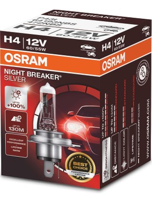 MWX Teknoloji Ampul Night Breaker Silver H4 12V 60/55W%100'YE Kadar Fazla Işık 130M'YE Kadar Fazla Görüş Açısı 64193NBS [enerji Sınıfı A]