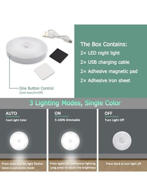MWX Teknoloji Hareket Sensörü Gece Lambası USB Şarj Edilebilir, Soğuk Beyaz ve Kısılabilir, 10 Led, Manyetik Gece Lambası, Dolap Merdivenleri Koridor Banyo Için Hareket Sensörü Işığı, 3 Adet
