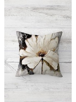 MWX Teknoloji Pelangi Soft Çiçek Çift Tarafı Baskılı Gizli Fermuarlı Yastık Kılıfı Kırlent Koltuk Yastık Kılıfı, Beyaz-Gümüş-Siyah 45 x 45