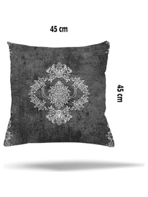 MWX Teknoloji Pelangi Yaprak Desenli Kelebekli Gizli Fermuarlı Yastık Kılıfı Kırlent Kılıfı Koltuk Yastık Kılıfı, Koyu Gri 45 x 45