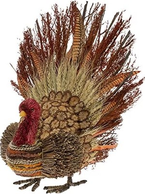MWX Teknoloji International Sonbahar Sonbahar Hasatı Şükran Günü Masa Üstü Hindi Figürin Dekorasyon, 40 Cm, Lance The Twig & Feather Turkey