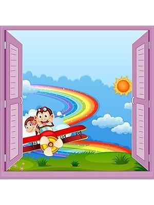 MWX Teknoloji Çocuk Odası Bebek Odası Pencere Poster Duvar Kağıdı Uçak