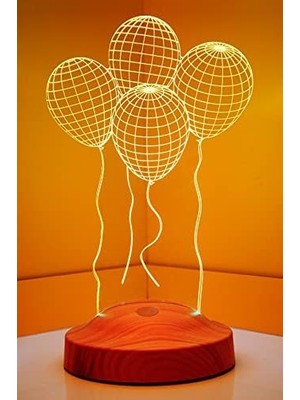 MWX Teknoloji 3D Uçan Balon Hediyesi 3 Boyutlu LED Lamba