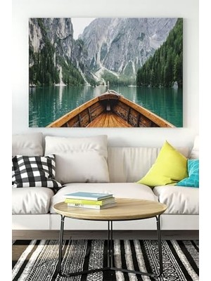 MWX Teknoloji (PSTER15797) Tekne ve Göl Manzara Kanvas Tablo 50 x 70