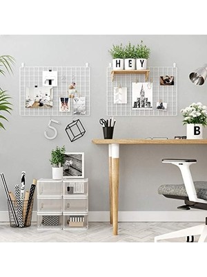 MWX Teknoloji Fotoğraf Teli, 2'li Set, Duvar Dekoru, Çok Fonksiyonlu Duvar Teli, Duvar Izgarası, Diy, S Kancalı, Mandal ve Hasır Ipli, Beyaz LPP02W