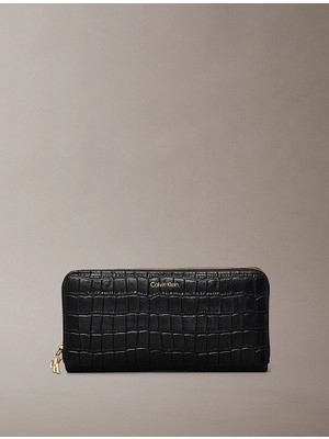 Calvin Klein Calvın Kleın Kadın Marka Logolu Şık Tasarımlı Kart Bölmeli Kağıt Para Bölmeli Siyah Cüzdan LV04F1096G Ub1
