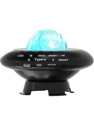 MWX Teknoloji Galaksi Gökyüzü ve Yıldızları Yansıtan Gece Lambası Hoparlör Özellikli LED Rgb Işıklı Telefon ile Bluetooth Bağlantı Rgb Starry Sky Light Speaker CH-M26 (CH-M26)