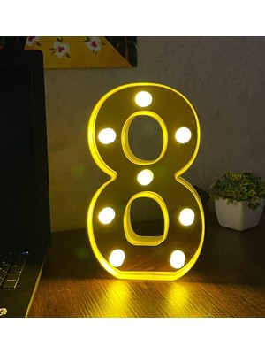 MWX Teknoloji 3D Işıklı LED Sayı Dekoratif Aydınlatma Büyük Boy 8