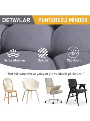 MWX Teknoloji Minderi, Punterez Puntolu Silikon Elyaf Dolgulu, Bağcıklı Mutfak Yemek Sandalyeleri Için Oturma Minderi Ofis Sandalyesi Minderi, Yumuşak Konforlu Puf Minder 42X42X6 cm - Gri