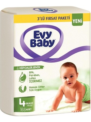 Sayemons Evy Baby Bebek Bezi 3'lü Fırsat Paketi 4 Numara 168 Adet