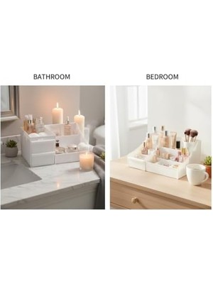 MWX Teknoloji Çekmeceli Beyaz Organizer – Çok Bölmeli Masaüstü ve Makyaj Organizeri, Kozmetik, Ofis ve Banyo Düzenleyici, Dayanıklı Plastik, Modern Tasarım