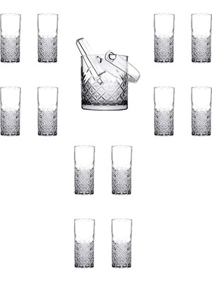 Sayemons 13 Parça Rakı Bardağı ve Buz Kovası Seti
