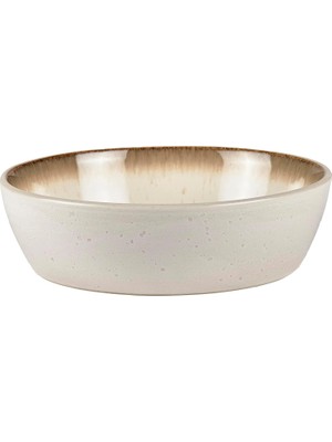 Sayemons Çorba Kasesi, Toprak Çorba Kasesi, 18 cm Çapında, Krem/krem