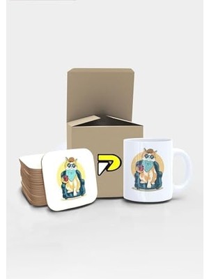 Sayemons Kedi Tasarımlı Baskılı Kupa Bardak Seti, Eğlenceli Özel Hediye Mug