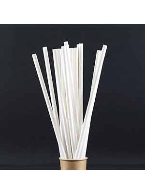 Sayemons Kağıt Pipet 100 Adet Beyaz Kağıt Pipet, Çap 6 mm 20 Cm, Pla/pe Içermez, Biyolojik Olarak Çözünebilir Tek Kullanımlık Pipet, Sağlam Kağıttan