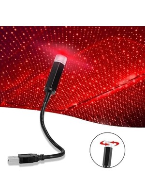 Sayemons Kırmızı Ayak Altı Tavan Star LED Araç Içi Atmosfer Ambians Işık Oto Araba Iç Tavan Yıldız Ayarlanır USB Lamba